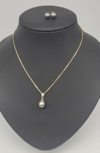 Kette Anhänger  Ohrringe Tahiti perlen Set Gold 585/14K - Tahiti-Perle Goldset - Bild 1 von 5