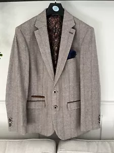 Blazer 42R Sawyers & Hendricks London Beige Marrón Boda Noche Salida - Imagen 1 de 9