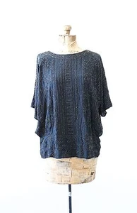 Vintage 20s black SILK glass beaded DECO French flapper dress TOP Blouse RARE! - Picture 1 of 11