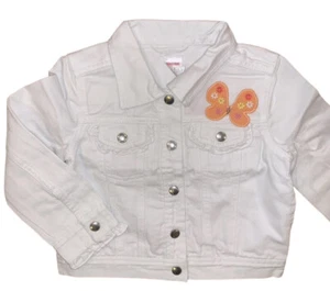 Gymboree Size 4 Girls Social Butterfly White Ruffle Denim Jean Jacket - Picture 1 of 6
