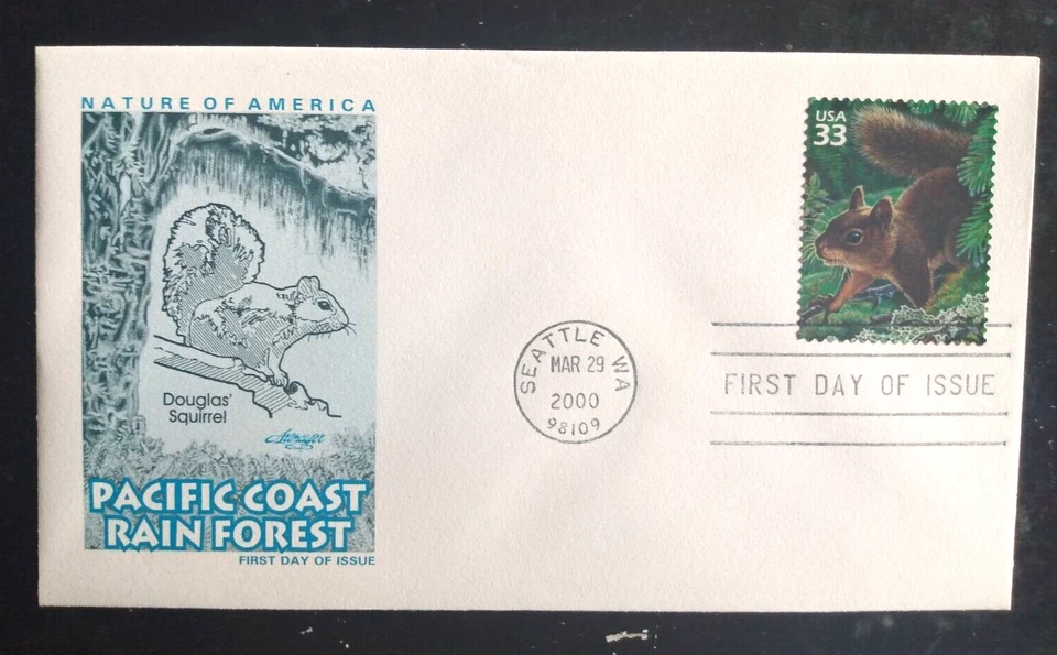 COSTA DEL PACÍFICO SELVA TROPICAL ARDILLA DOUGLAS 2000 ARTMASTER CACHET FDC UNAD Foto 1 de 1