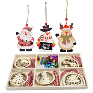 Wooden Christmas Ornaments,33 Pcs Christmas Crafts for Kids,5 Styles DIY Christm - Picture 1 of 10