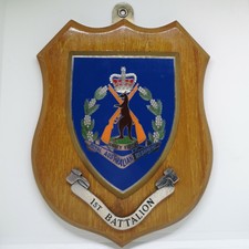 Royal Australian Army Regiment First Battalion Crest Wooden Shield Wall Plaque