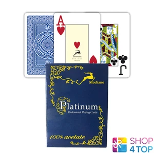 RAMINO ACETATO 2 JUMBO INDEX BLUE PLAYING CARDS DECK PLASTIC MODIANO ITALY NEW - Picture 1 of 3