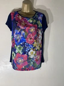 Womens Red Herring Uk 8 Coloured Floral Front Short Sleeve Casual Jersey Blouse - Picture 1 of 7