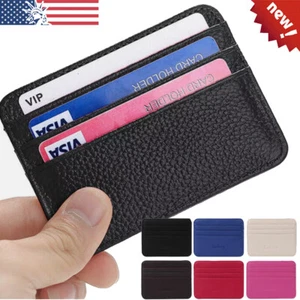 Portafoglio uomo pelle slim porta carte tasca frontale porta carte di credito tasca sottile - Foto 1 di 18
