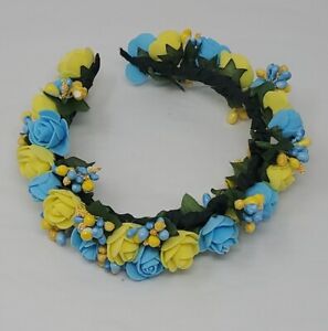 Blue Yellow Color Headband, Flower Headband, Ukrainian Theme Hair Accessory