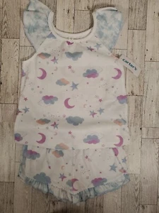Carter's Girls Moon & Stars Pajama Set 3-Pc Top & Shorts Size 4T NEW - Picture 1 of 8