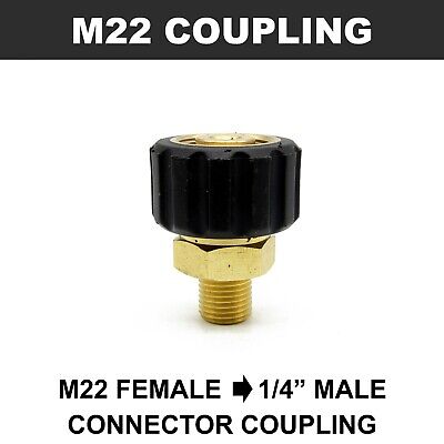 M22 Female Screw Thread To 1/4  Male Screw Coupling Brass Pressure Jet Washer • 9.95£