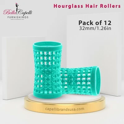12 Pcs Hair Rollers For Short  Natural Hair Curlers- Heatless Hair (Aqua 32mm) - Image 1 of 4