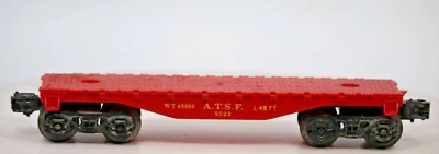 Lionel Post War Red Flatcar ATSF 9022 O Gauge 1:48 Scale - Image 1 of 4