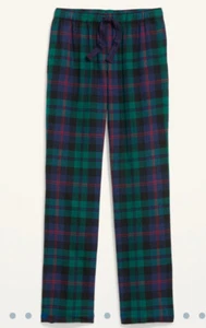 NEW Old Navy Mid-Rise Flannel Pajama Pants for Women XL Green & Blue Plaid NWT - Picture 1 of 10
