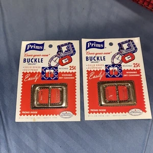 2 Lot Vintage Prims "Cover-your-own" Messing Gürtelschnalle Krappen 3/4" USA Stoff - Bild 1 von 4