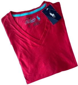 Polo Ralph Lauren Men's T-Shirt Medium Red S/S V-Neck Tee Casual Logo Preppy $21 - Picture 1 of 8