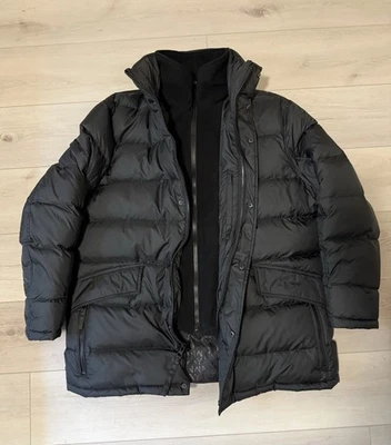 Andrew Marc Men's Puffer Jacket Black Zip Up Size XL Retractable Hood Down Fill - Image 1 of 4