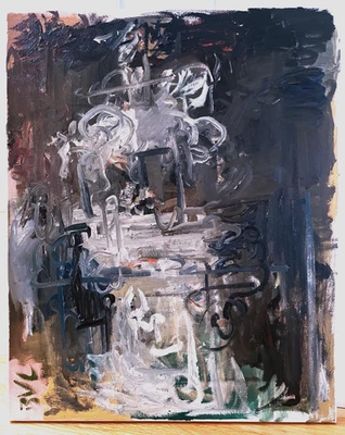 Equestrian Statue Oil Painting Surrealist Cubism Original 16x20 Canvas - BVC - Image 1 of 3