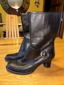 Born Women's Size 8/39 Black Leather Block Heel Boots Madarin. W3293 - Picture 1 of 8
