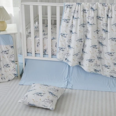 Juego de cama de cuna para niños y niñas Ocean Whale Family Baby 6 piezas elástico... Foto 1 de 4