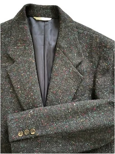 Vintage Perry Ellis Wool Blazer Sport Coat Jacket Confetti Black Medium 80s USA - Picture 1 of 15