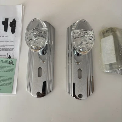 Nostalgic Warehouse Deco Oval Clear Crystal Knob Bright Chrome Passage Door Knob - Image 1 of 4
