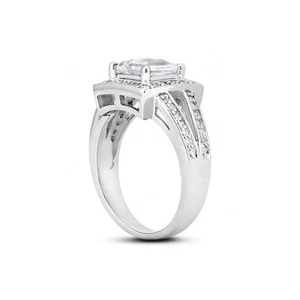 1 1/2ct E SI1 Princess Earth Mined Certified Diamonds 14k Halo Side Stone Ring - Bild 1 von 3