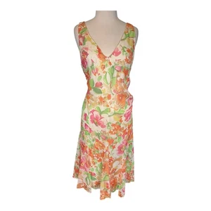 Lauren Ralph Lauren Floral Lined Sleeveless Chiffon Size12 Pastel Colors V-Neck - Picture 1 of 13