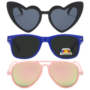 OWL Kid's Assorted 3 Pack Sunglasses – Three Cute Heart, Retro, & Aviator Styles - Picture 1 of 135
