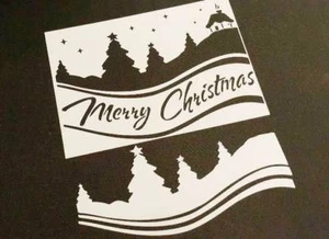 SNOW XMAS TEXT MERRY CHRISTMAS STENCIL WINDOW DISPLAY CARDS DECORATION SPRAY - Picture 1 of 3