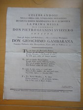 1783-MONASTERO S.M.MADDALENA IN P.LUDOVICA-PRIMA MESSA-MILANO-SVIZZERA