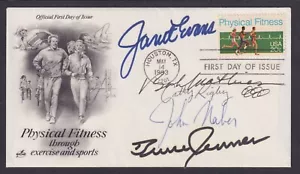 Janet Evans, Bob Mathias, Cathy Rigby, John Naber, Bruce Jenner, signed FDC - Picture 1 of 1