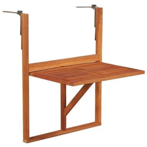 Solid Wood Balcony Patio Terrace Deck Hanging Folding Desk Coffee Drink Table - Picture 1 of 6
