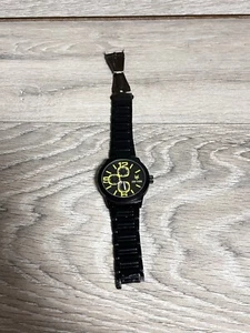 ZOO YORK 1307 washed BLACK TONE METAL DEPLOYANT MEN'S BROKEN BAND NEEDS BATTERY - Picture 1 of 4