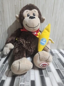 🦄Build-A-Bear {Monkey} Brown & Tan Cincinnati Reds Bow w/Banana 14" Soft Plush! - Picture 1 of 7