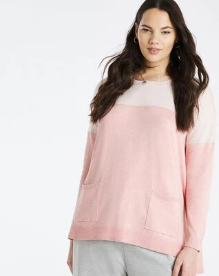 New SIMPLY BE Pastel Pink Colour Block SOFT Pocket Sweater Jumper Size 20-22 - Image 1 of 2