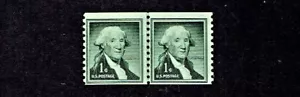 1954-65 U.S LIBERTY 1c Grn Washington COIL LINE PAIR Sc#1054 M/NH/OG ^ - Picture 1 of 1