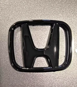 BLACK Emblem Logo STEERING Badge For Honda (Shining Surface) - Picture 1 of 4