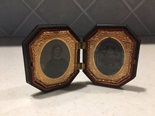 Antique Daguerreotype Gutta Percha Case Little Girl and Woman