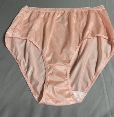 Just My Size Nylon Brief Panties Stretch Lace Band 100% Nylon Size 11 Peach - Image 1 of 4