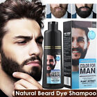 Men 2 in 1 Beard Mustache Natural Hair Color Shampoo Permanent Black Dye 200ML