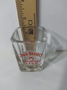 Jack Daniels Tennessee Fire Shot Glass Strong Glass Square Red Letters - Picture 1 of 2
