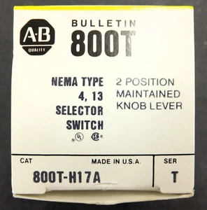 ALLEN BRADLEY 800T-H17A SELECTOR SWITCH 2-POS MAINTAINED, WITH OR WITHOUT HANDLE - Picture 1 of 5