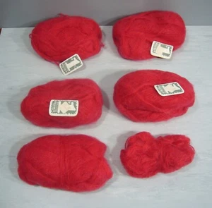 5 Rare Vintage Skeins 85% Mohair 15 vinyon Yarn Red Made-France 40 gr each NewOS - Picture 1 of 4