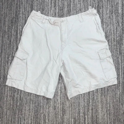 Merona Women’s 38 Linen Blend White Floral Lined Cargo Style Shorts Pockets - Image 1 of 4