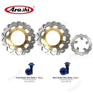 Front Rear Brake Disc and Mounting Bolts for Yamaha FZ6 Fazer S2 600 2007 - 2009 - Picture 1 of 12