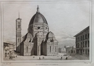 Stampa antica Cattedrale Firenze Santa Maria del Fiore Brunelleschi 1834 - Foto 1 di 2