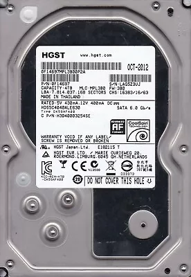 HDS5C4040ALE630 pn: 0F14697 mlc: MPL3B0 Thailand OCT-2012 4TB SATA 3.5" HGST - Image 1 of 2