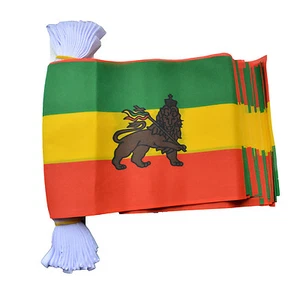 ETIOPÍA CON LEÓN 9 METROS BUNTING 30 BANDERAS RASTA ETÍOPE RASTAFARIAN - Imagen 1 de 1