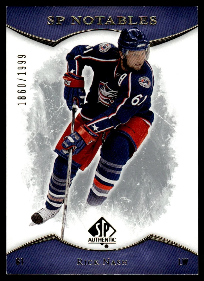 2007-08 SP Authentic SP NOTABLES Rick Nash 1860/1999 Columbus Blue Jackets #144 - Image 1 of 2