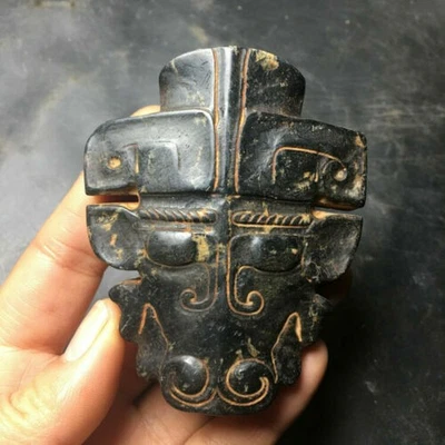 Colgante Cara Animal Talla Meteorito Colección Cultura Montaña Roja China Foto 1 de 4