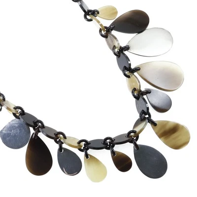 HERMES teardrop Necklace Brown/Silver Buffalo horn/Silver925 50g Women - Image 1 of 4